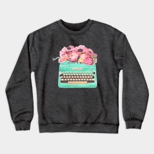 Typewriter with Flowers Crewneck Sweatshirt